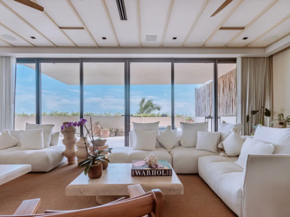 Living space of the Costa Residences pentgarden facing the Caribbean at Corasol