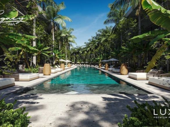 Exterior of Aura by AWA, a condo development in Playacar Phase 2, Playa del Carmen