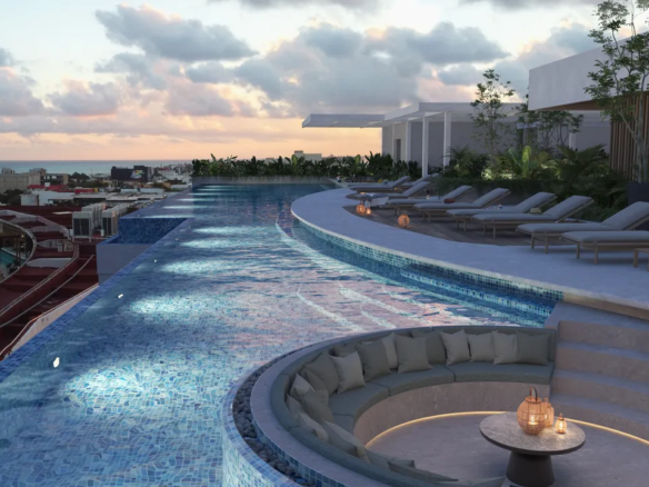 The Landmark Playa del Carmen condos exterior facade on Fifth Avenue between Calle 12 and Calle 14