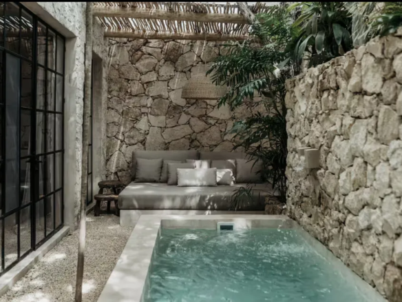 private-pool.webpRamas Tulum studio private plunge pool with twin waterfalls in La Veleta