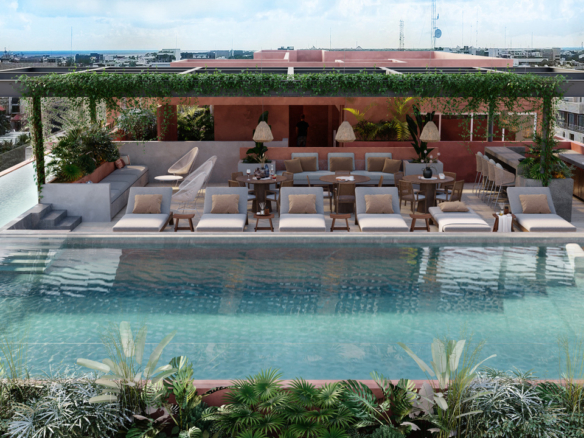 Semi-Olympic swim lane and rooftop pool at Ikuku Playa del Carmen