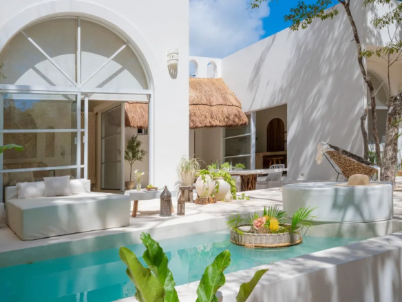 Exterior of a wellness villa at The Sakk in the Tulum jungle.
