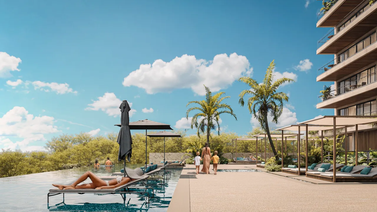 Sky lounge overlooking the Nichupté Lagoon at Zenit Cancún
